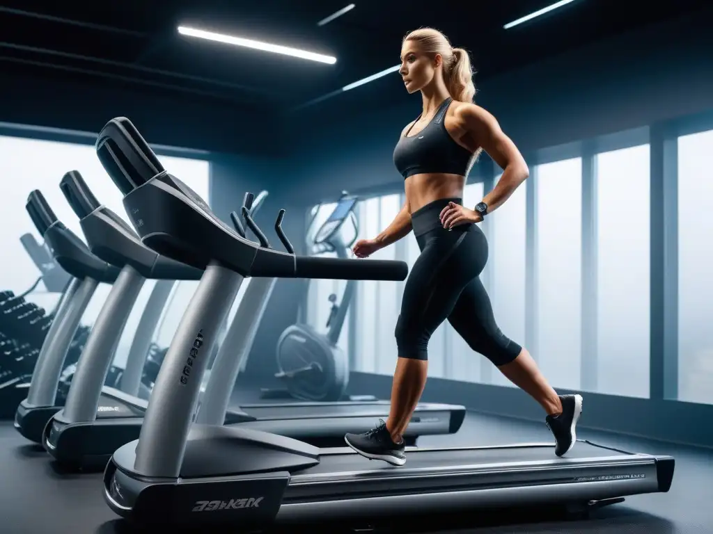 Showroom de lujo: Fitness innovador para todos Un showroom de equipamiento fitness de lujo con innovaciones tecnológicas para usuarios de todas las edades y habilidades