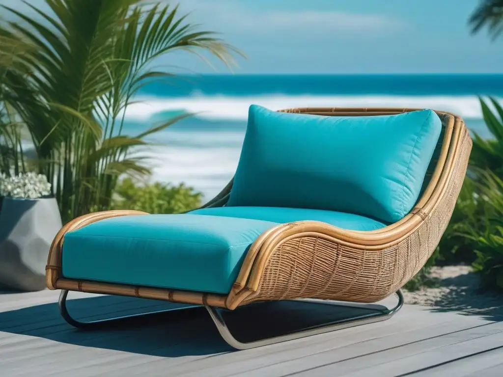 Silla de bambú eco con diseño ondulado inspirado en el mar Silla de bambú con diseño curvo inspirado en olas del mar