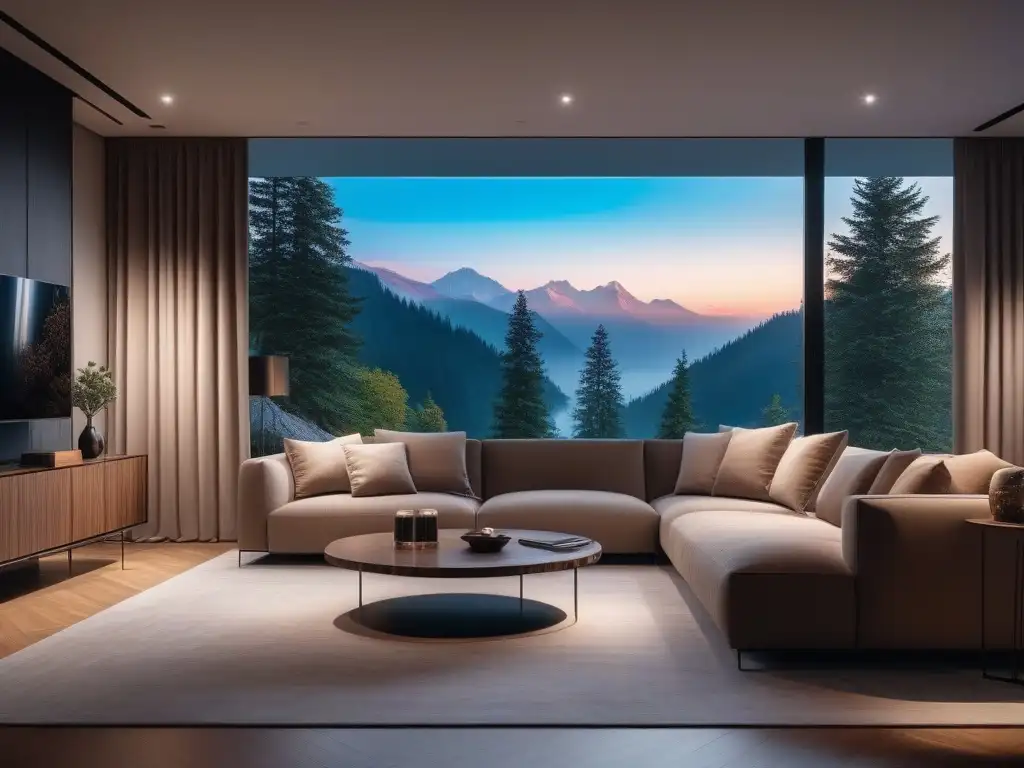 Smart Home de Lujo: Seguridad Integrada en Elegante Sala 8k Sistema de seguridad para hogares de lujo integrado en moderno salón de alta gama