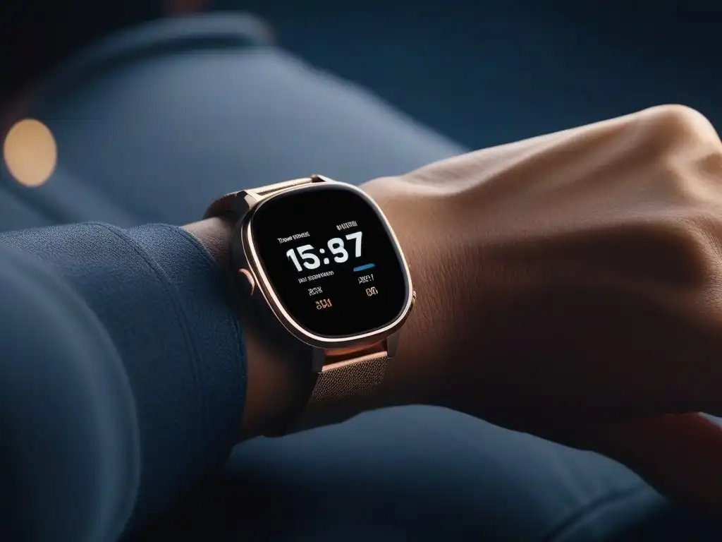 Smartwatch futurista de lujo en almohadilla de terciopelo Un smartwatch futurista de diseño elegante en un entorno lujoso, fusionando tecnología y moda en wearables premium para vestir