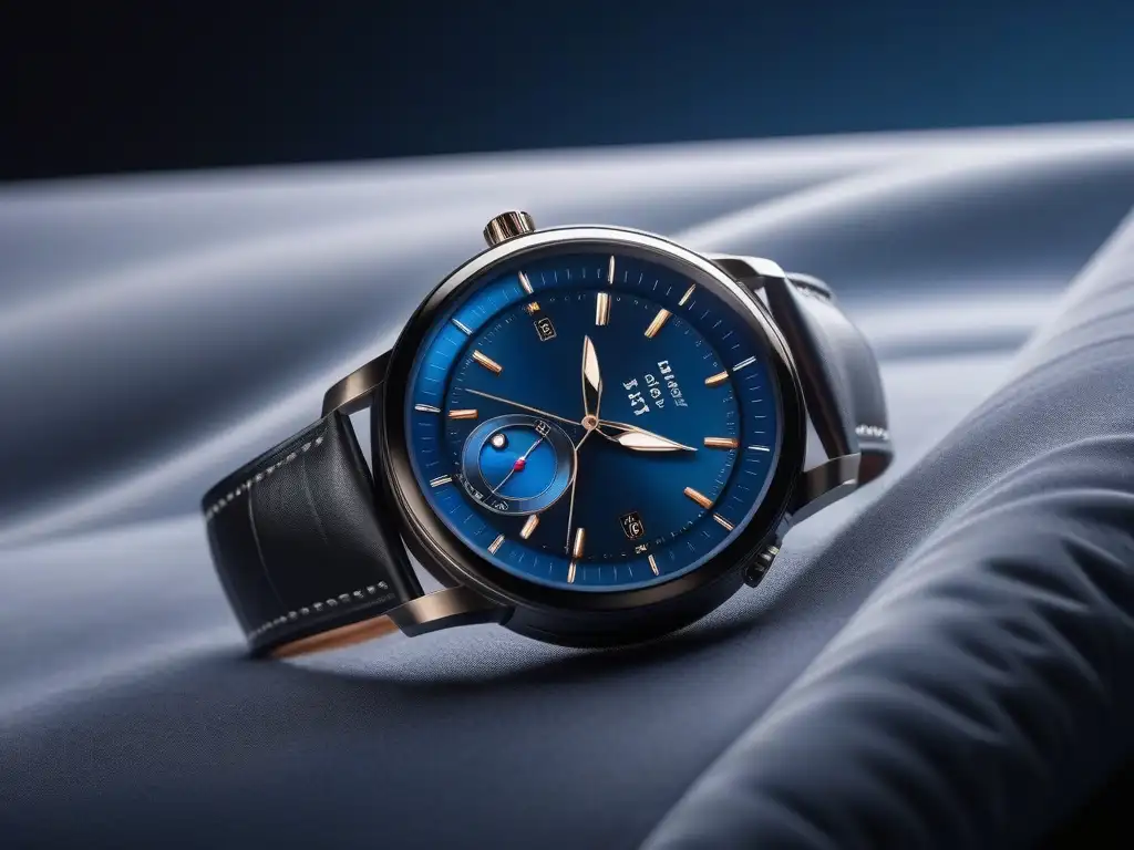 Smartwatch de lujo: sofisticación y tecnología de vanguardia Un smartwatch futurista de lujo en un elegante cojín de terciopelo, fusionando moda de alta gama y tecnología de vanguardia
