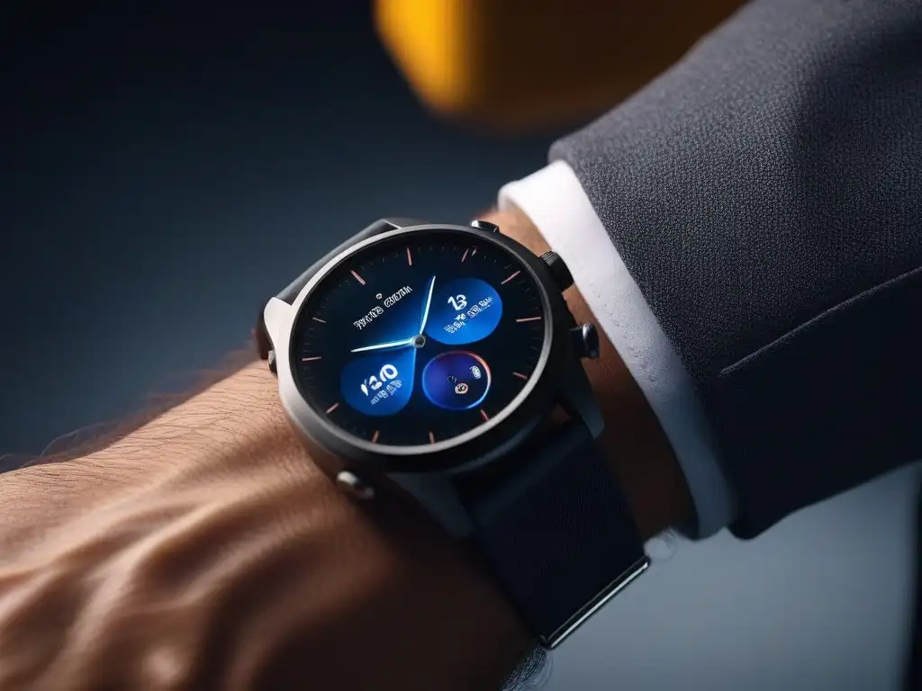 Smartwatch deportivo de titanio y OLED personalizable Un smartwatch futurista de titanio y cristal de zafiro, con pantalla OLED de alta resolución y diseño elegante