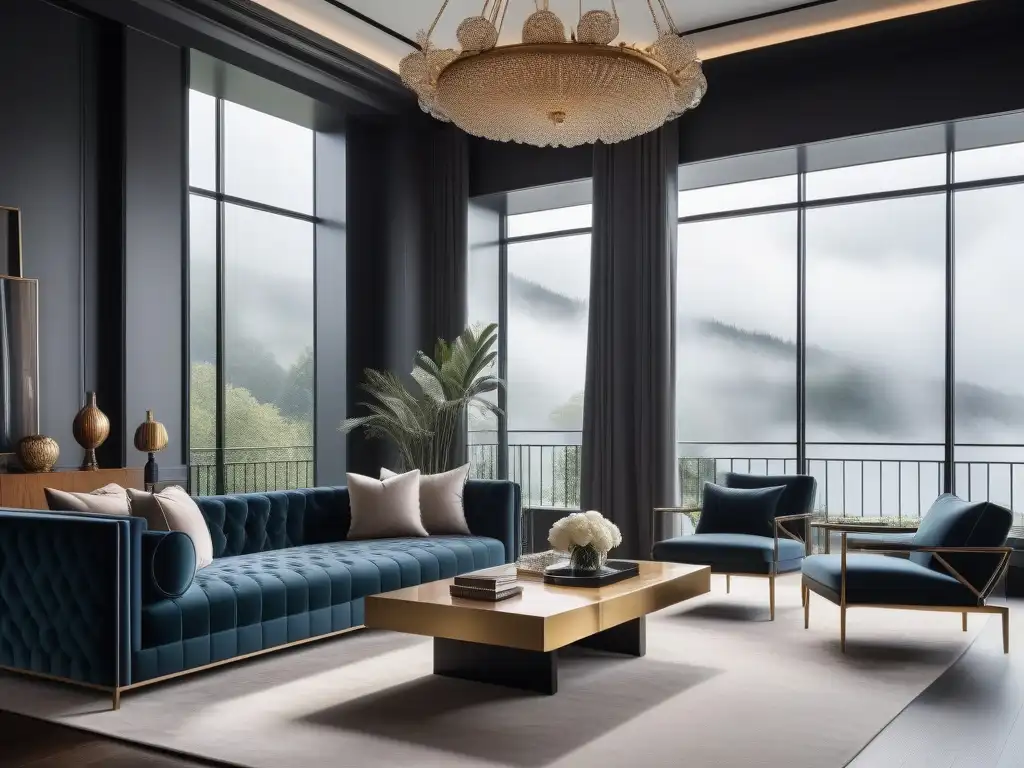 Sala de estar de lujo: diseño elegante y sofisticado Sofisticada sala de estar moderna con muebles de lujo y diseño elegante, bañada en luz natural
