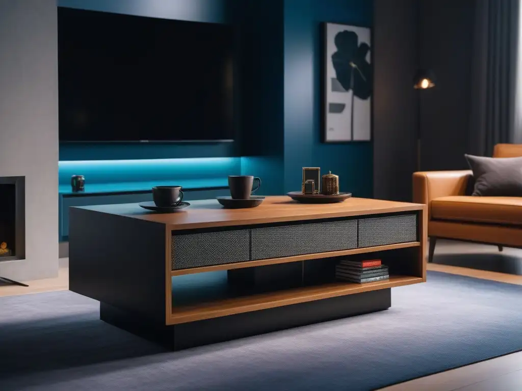 Salón moderno y funcional con muebles elegantes y discretos Soluciones elegantes de mobiliario: Sala moderna y funcional con muebles multifuncionales y un diseño sofisticado en tonos neutros y joyas