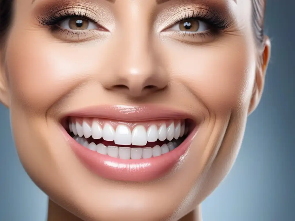 ¡'Sonrisa perfecta y radiante en moderna clínica dental'! Una sonrisa radiante y perfecta en un ambiente de oficina dental moderna, reflejando tratamientos dentales cosméticos personalizados