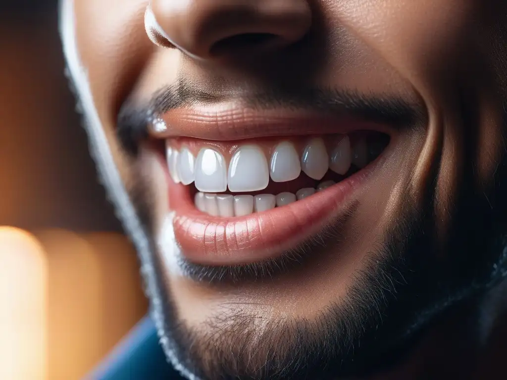 Sonrisa perfecta: detalle ultradetallado de dientes blancos y alineados Una sonrisa radiante y perfecta, que refleja confianza y profesionalismo