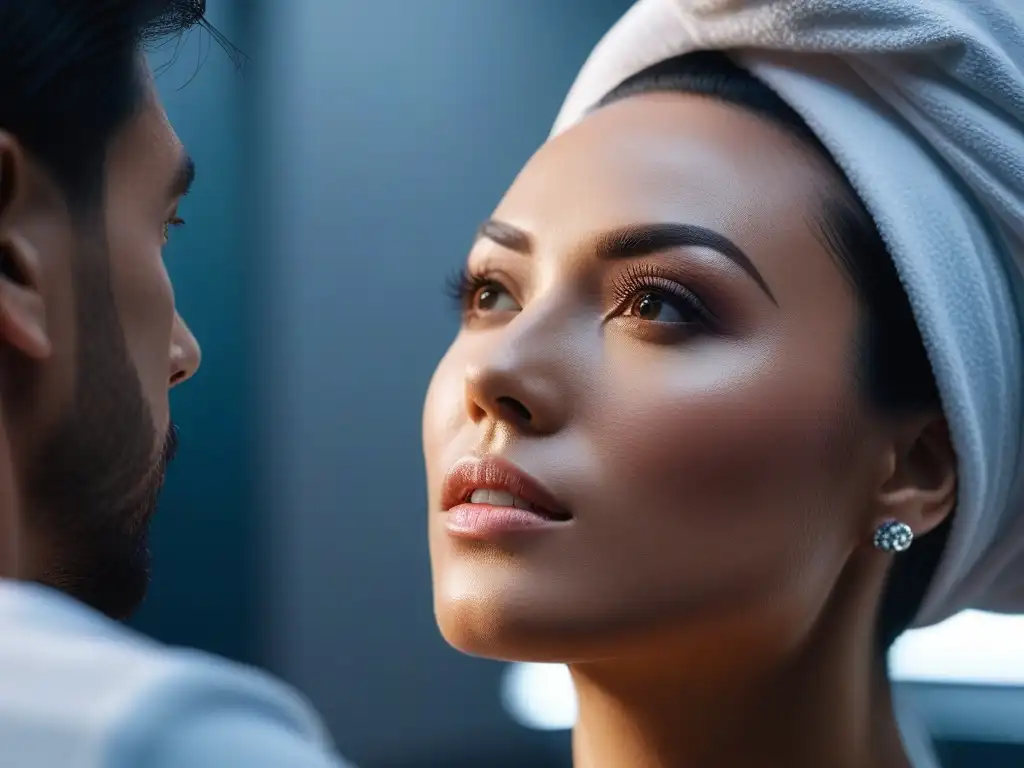 Tratamientos de microneedling en clínica de lujo Un spa moderno y acogedor ofrece tratamientos de microneedling para diferentes cuerpos, mostrando la transformación de la piel