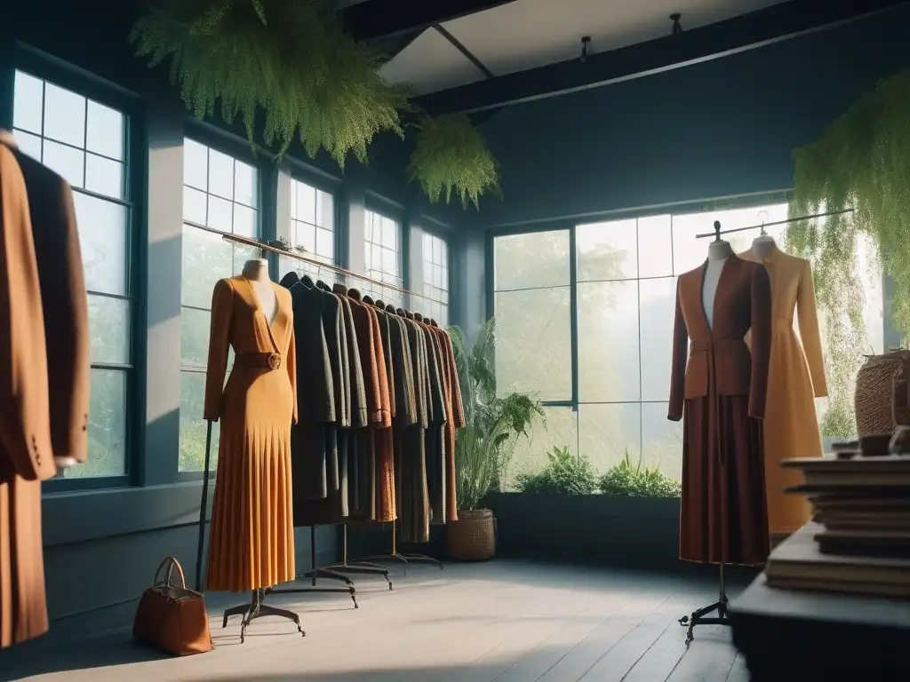 Taller de moda sostenible: artesanía y ecoconciencia en acción Un taller de moda sostenible nicho: prendas únicas, artesanos enfocados y tejidos éticos, en un ambiente verde y luminoso