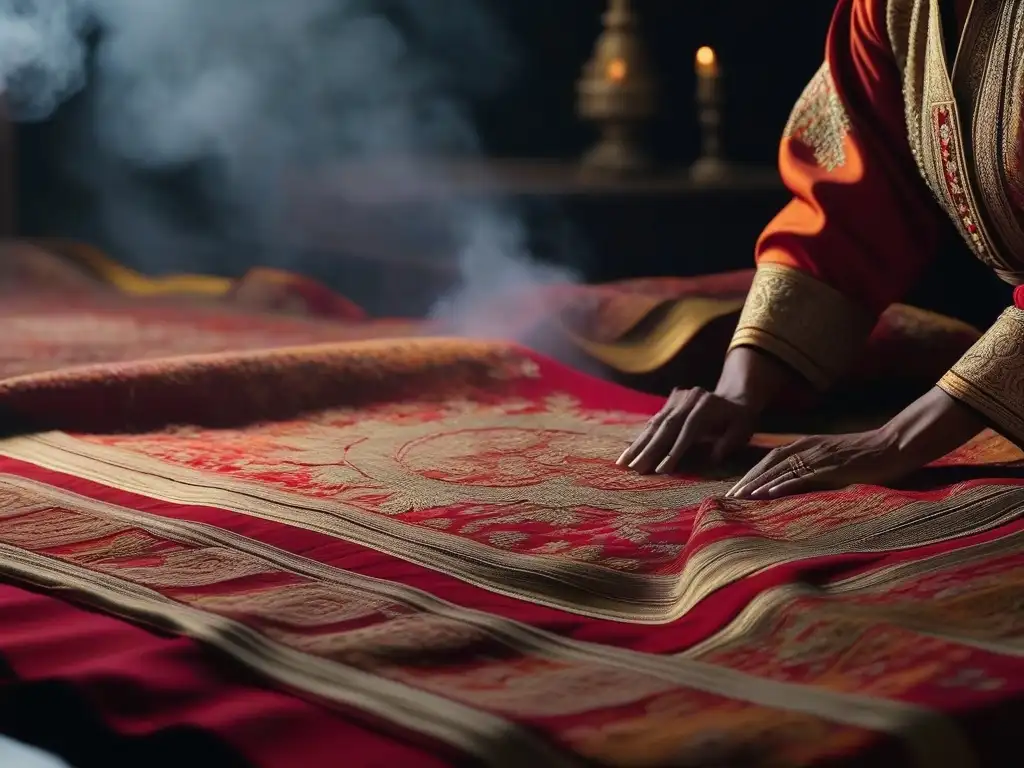 Tapiz global: fusiones de tradiciones textiles en diseño moderno Un tapiz vibrante y detallado que fusiona tradiciones textiles de todo el mundo en un diseño innovador y moderno