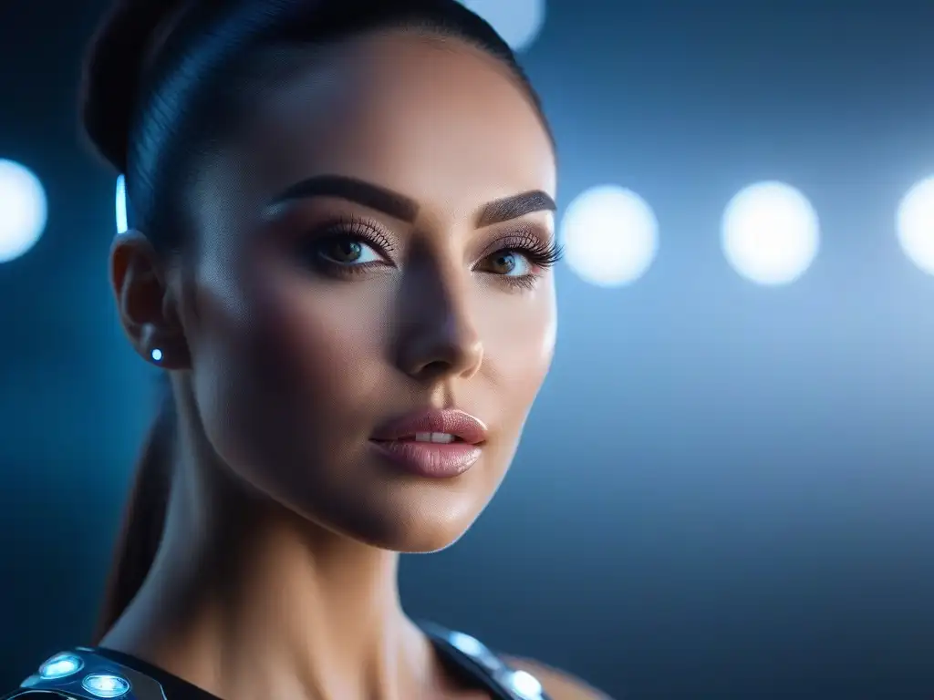 Dispositivo futurista antiaging para piel radiante Con tecnología avanzada y luces LED brillantes, el dispositivo antiedad de aspecto futurista destaca sobre un fondo suave de piel radiante y joven
