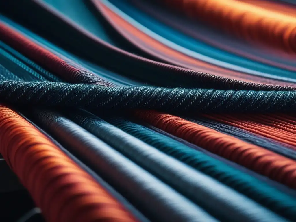 Tejido sostenible: Arte y tecnología en moda eco Tejido sostenible con nuevos materiales en un telar moderno, fusionando tecnología y moda sostenible en un diseño innovador