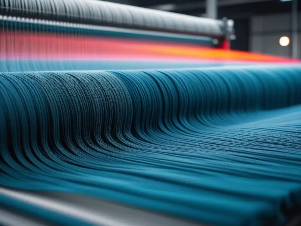 Tejido sostenible: arte y innovación en la producción textil ecofriendly Tejido sostenible de vibrantes colores en telar de última generación