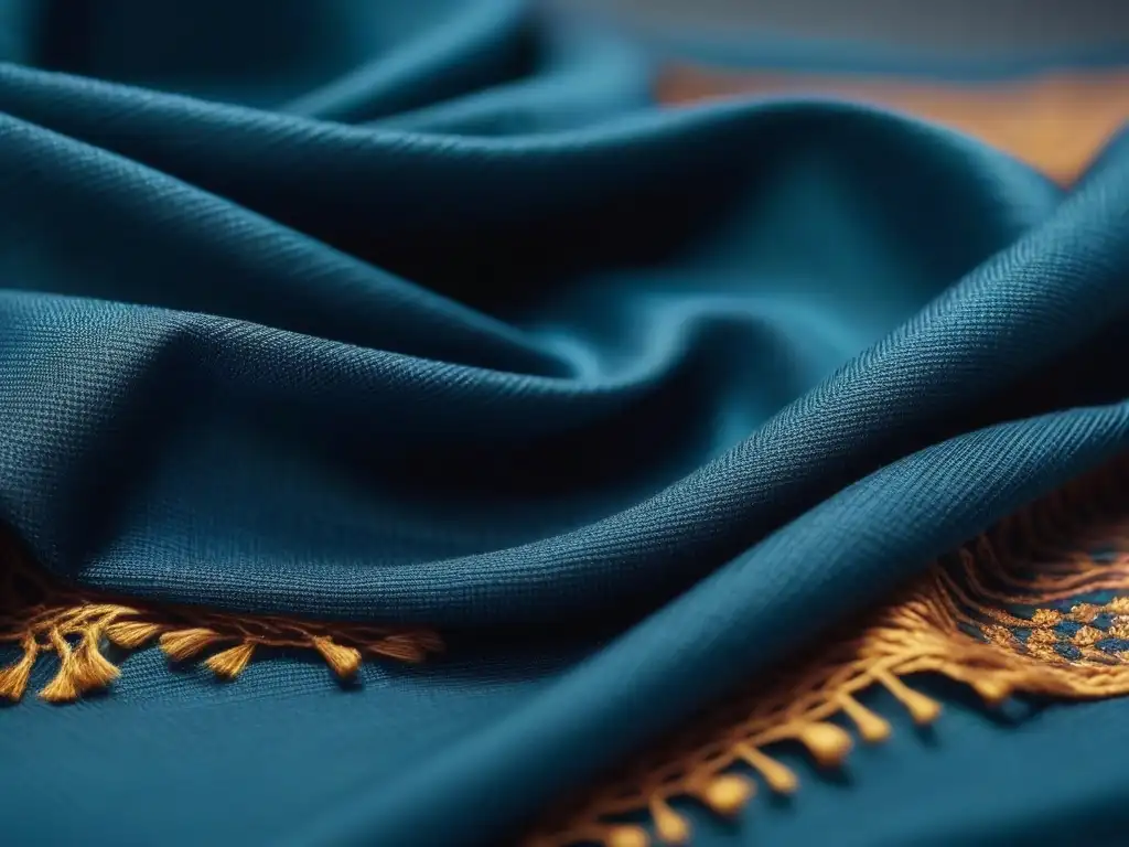 Textil artesanal teñido con tintes naturales en tonos tierra Textil vibrante tejido con tintes naturales moda sostenible en tonos índigo, ocre y verde