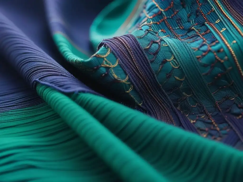 Textil sostenible: teñido vibrante en patrones intrincados Textura de tela vibrante teñida con tintes sostenibles en patrones intrincados