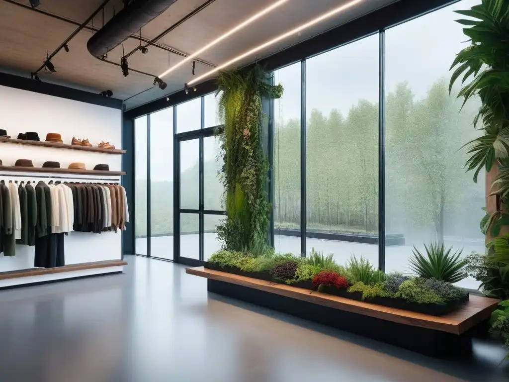 Tienda de moda sostenible: diseño moderno y ecoamigable Una tienda ecoamigable bajo normativas LEED, con diseño moderno, luz natural y materiales sostenibles