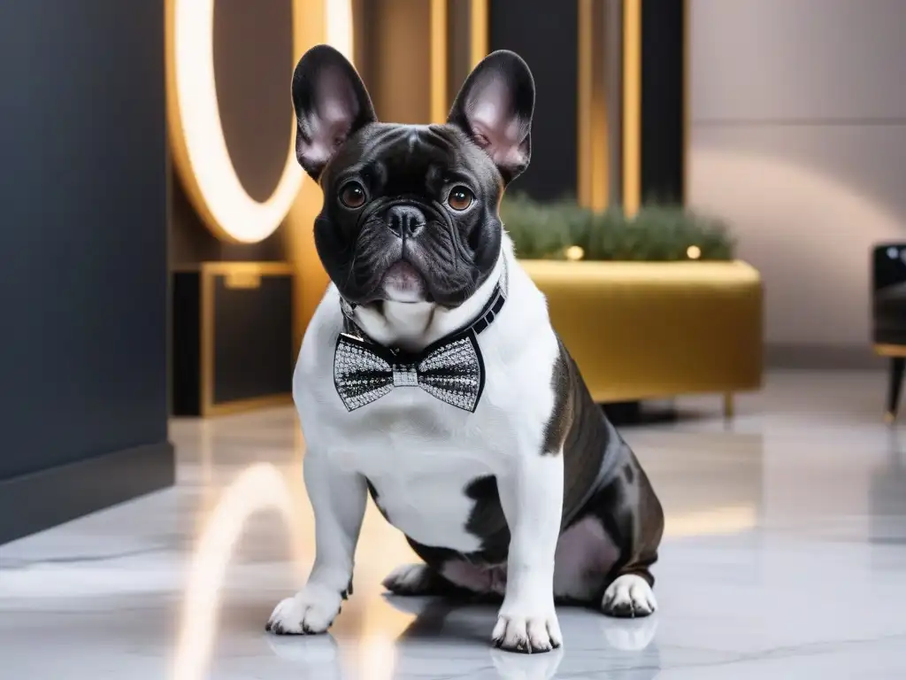 Tienda de lujo para mascotas: accesorios exclusivos para perros elegantes Una tienda de lujo con accesorios de moda para mascotas, iluminación ambiental y decoración minimalista