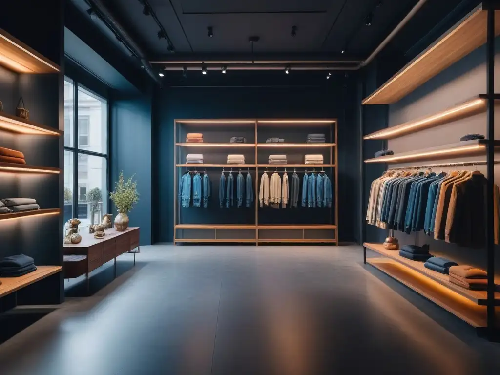 Tienda de moda sostenible: lujo y elegancia reciclados Tienda de moda sostenible y lujo redefiniendo tendencias con elegantes prendas y accesorios éticos en un ambiente moderno y lujoso