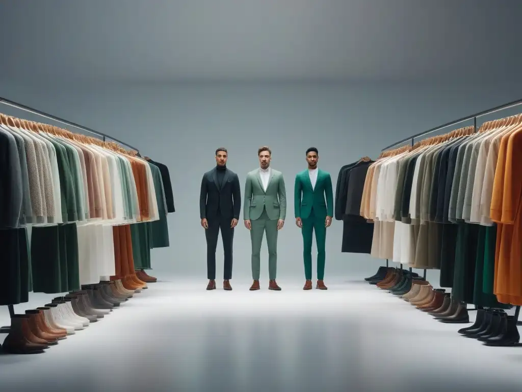 Tienda online de moda ecofriendly: minimalista y sofisticada Una tienda online de moda ecoconsciente con prendas en maniquíes digitales