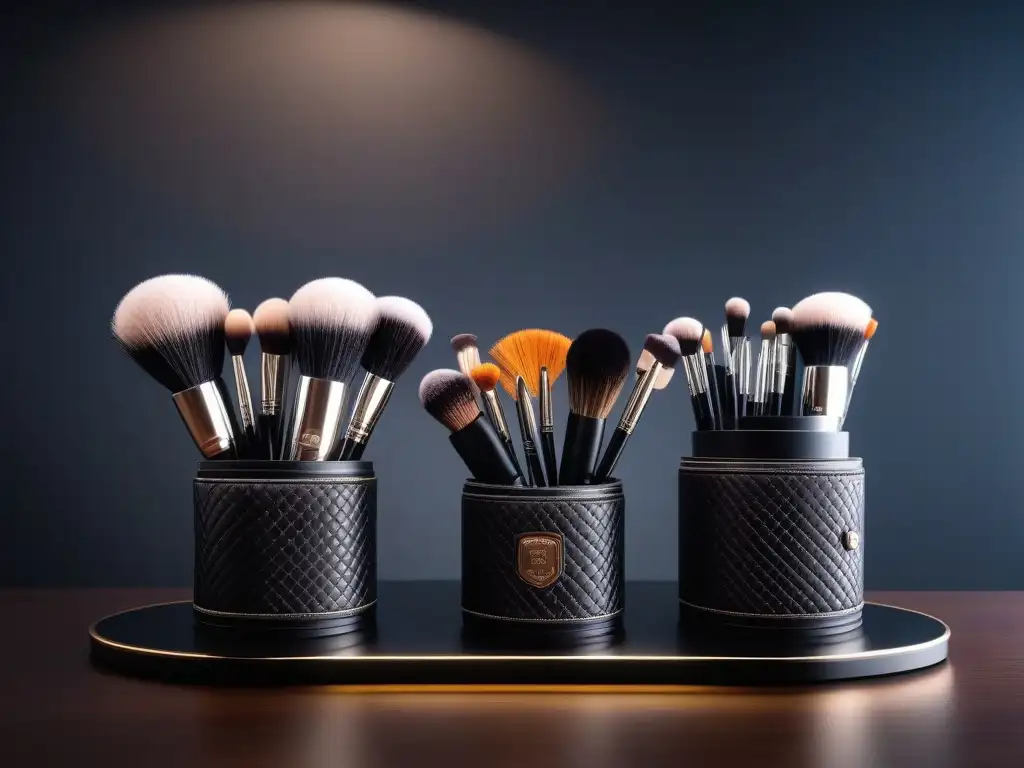 Vanity table: brochas de maquillaje de lujo Artis y Sigma Un tocador lujoso con herramientas de belleza alta gama de Artis y Sigma Beauty, resplandeciendo bajo la suave iluminación de estudio