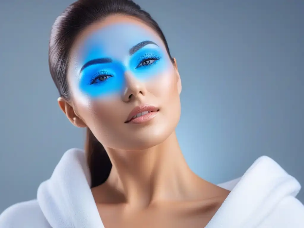 Tratamiento facial futurista antiaging en clínica de alta tecnología Un tratamiento antiedad tecnológico en una clínica de belleza futurista