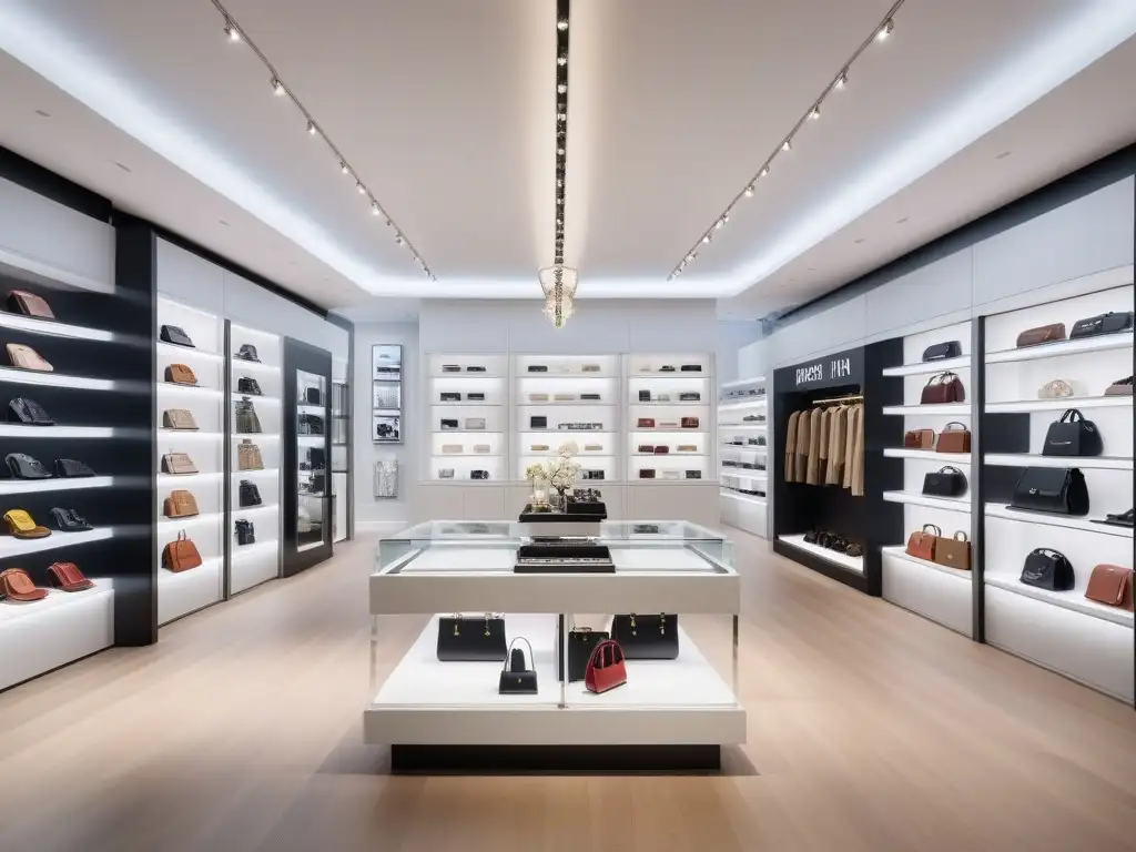 Tienda de lujo con accesorios de alta gama endorsados por celebridades Explora las últimas tendencias en accesorios de alta gama para celebridades en una boutique de lujo moderna y elegante