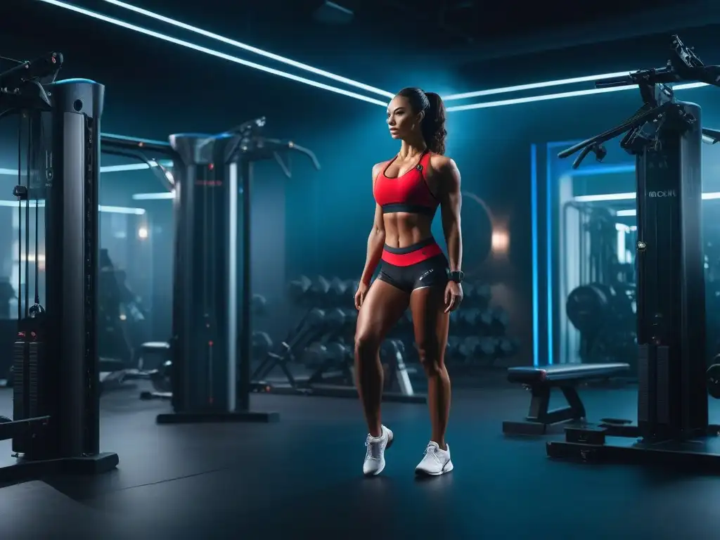 Entrenamiento en equipo en gimnasio de lujo con tecnología de vanguardia Unidos en determinación y trabajo en equipo en un estudio de fitness de lujo con equipos de alta tecnología