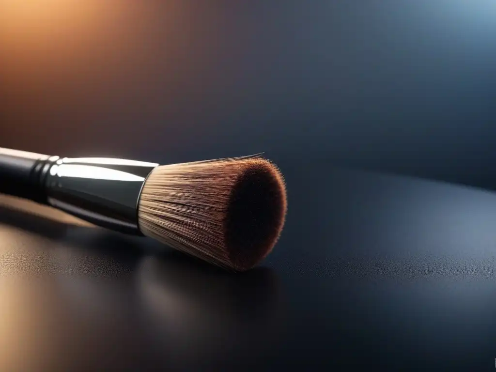 Brochas de maquillaje de alta calidad: lujo y precisión Una variedad de brochas de maquillaje de alta calidad, meticulosamente dispuestas en una superficie reflectante