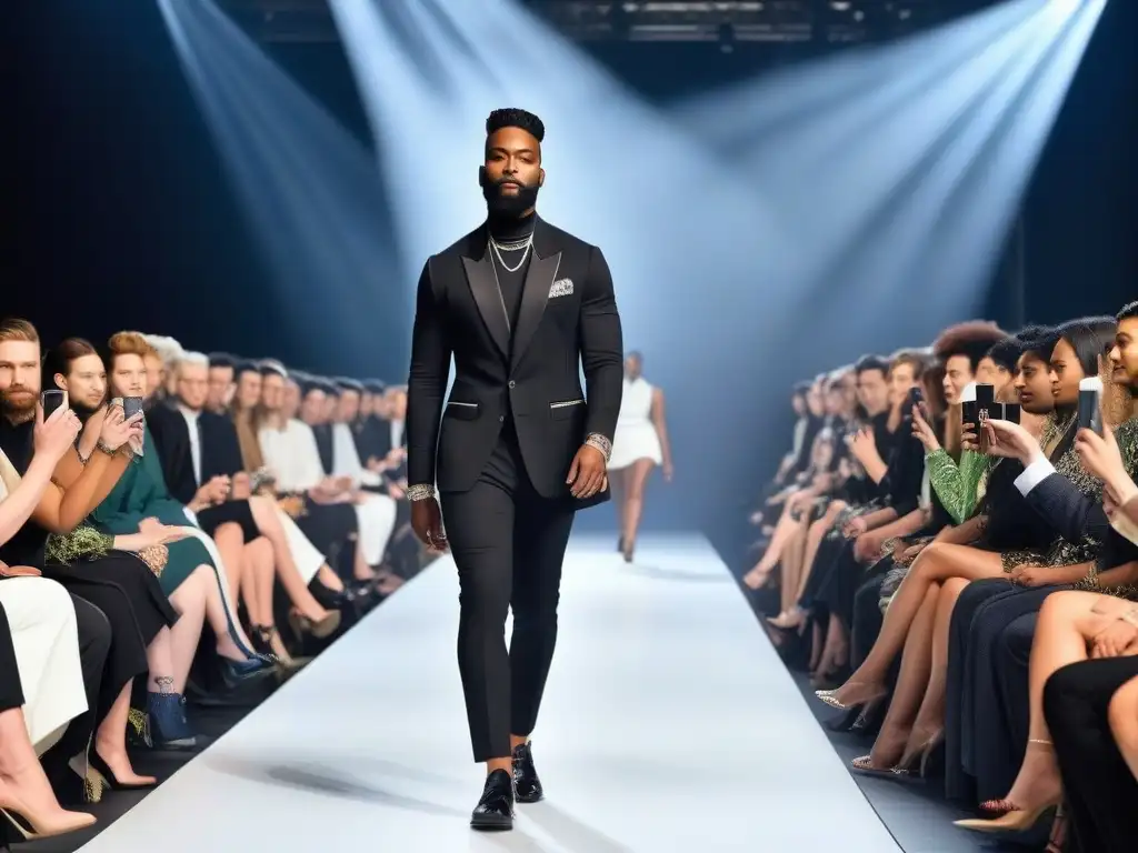 Diversidad y Empoderamiento en la Pasarela: Moda Inclusiva Una variedad de modelos desfilando con moda inclusiva para todos cuerpos, desafiando normas tradicionales