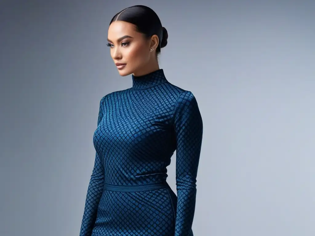 Vestido adaptativo de alta tecnología: diseño inclusivo y vanguardista Un vestido adaptativo de alta tecnología con diseños innovadores y patrones intrincados