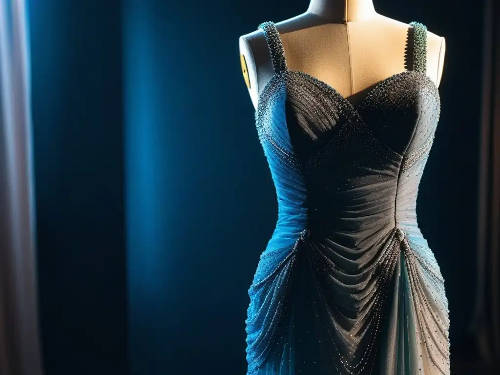 Vestido de fiesta moderno y deslumbrante en evento de lujo Vestido petite para fiestas en maniquí, con detalles brillantes y elegantes en ambiente de lujo y glamour