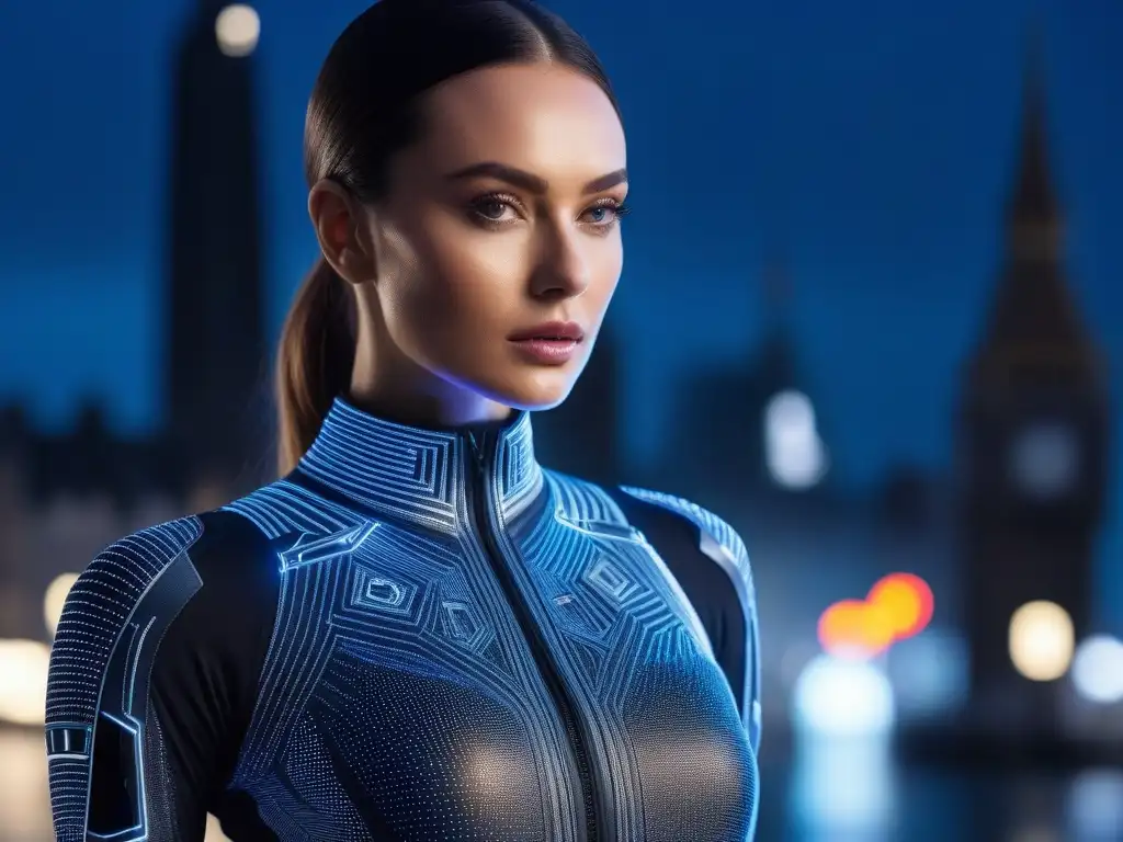 Traje futurista con tecnología integrada y tejido autorreparable Vestimenta futurista autoreparable con tecnología wearable