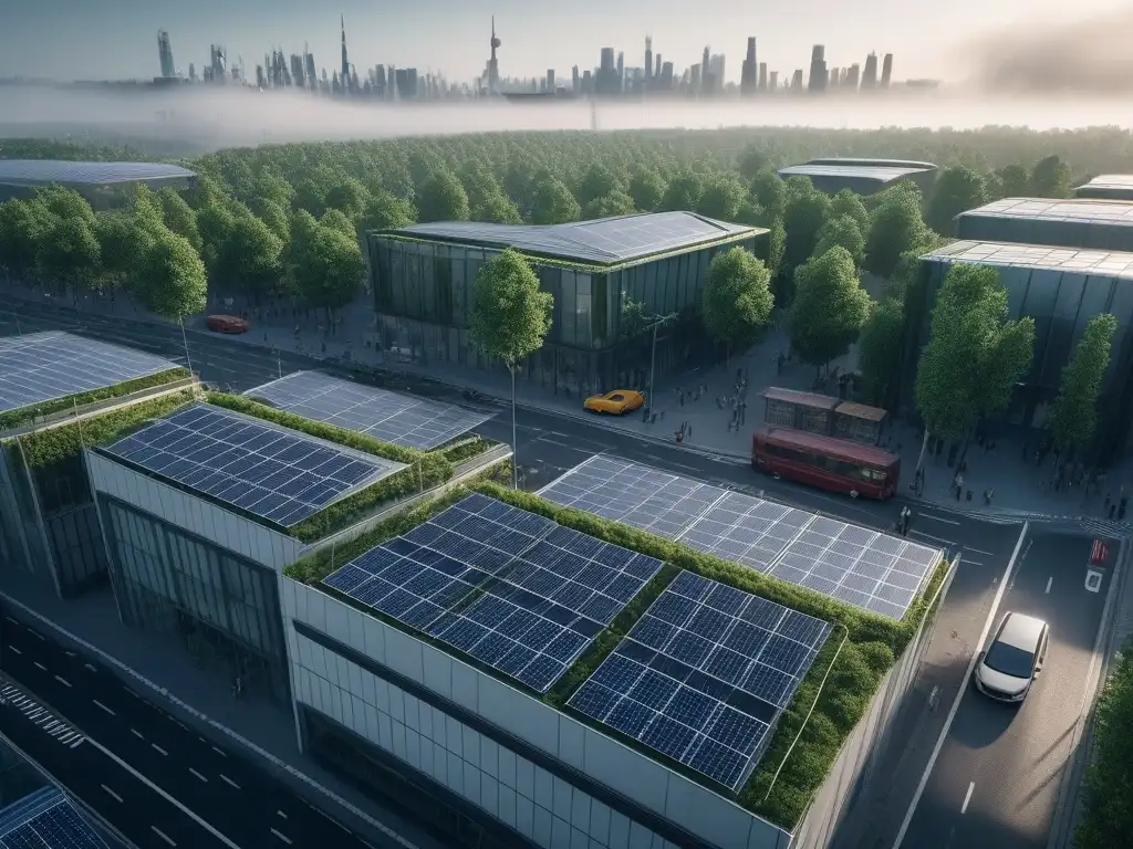 Moda sostenible en la ciudad del futuro Una vibrante calle urbana con moda ecoconsciente, donde se mezclan estilos modernos y sostenibles