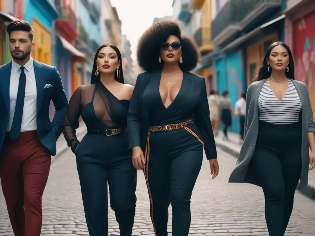 Desfile de moda inclusiva en Buenos Aires Un vibrante desfile de moda inclusiva en Buenos Aires, con modelos de diferentes edades, tallas y etnias, luciendo prendas estilosas