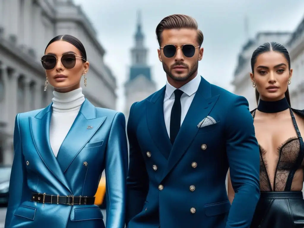 Tendencias de moda de lujo: diversidad y estilo en la ciudad Un vibrante desfile de moda de lujo para todos en una calle urbana chic