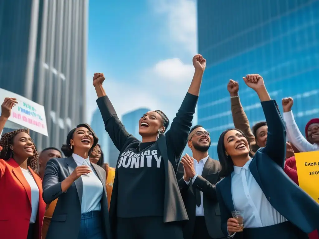 Manifestación de inclusión y diversidad en la ciudad Una vibrante y diversa comunidad trans y no binaria celebrando la inclusión y aceptación en la ciudad