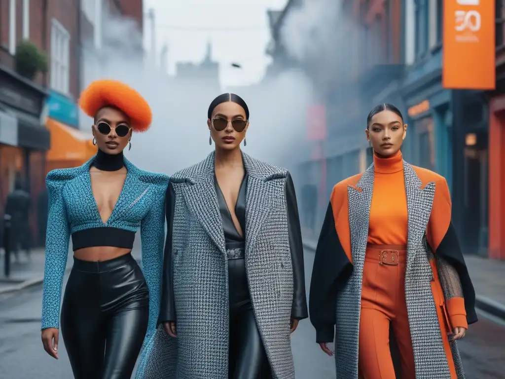 Moda no binaria: Empoderamiento en la ciudad Una vibrante escena urbana con moda no binaria tendencias actuales en una calle bulliciosa
