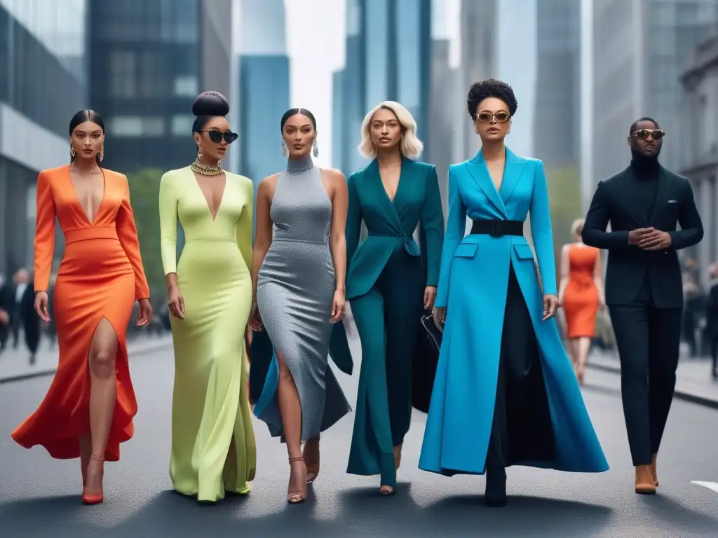 Una vibrante escena urbana de moda adaptativa para todas en la bulliciosa ciudad