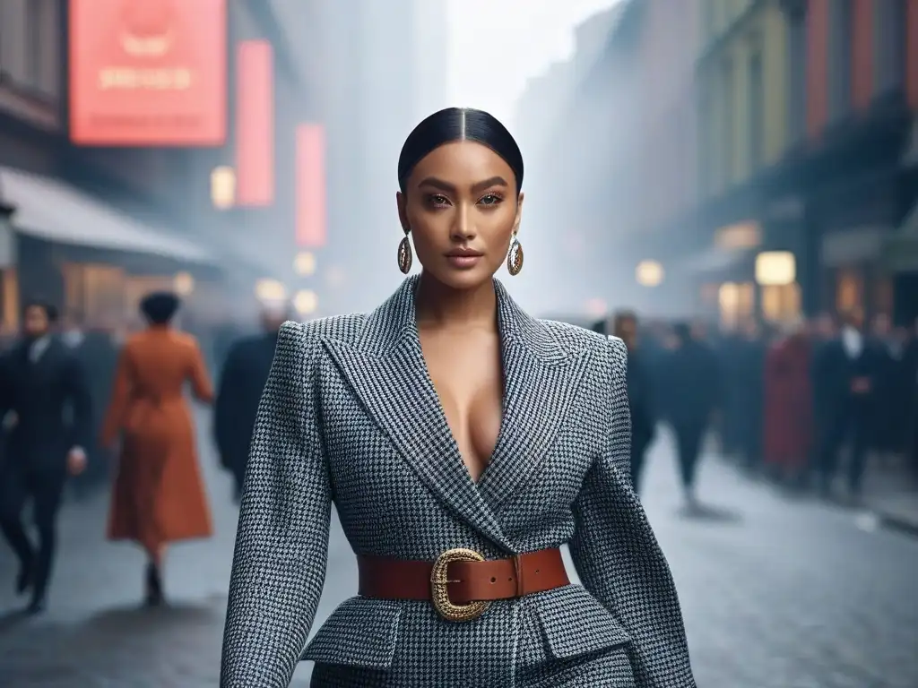 Moda inclusiva: Estilos únicos en la ciudad Una vibrante escena urbana donde diversas personas muestran su estilo único con confianza, simbolizando la moda para todos