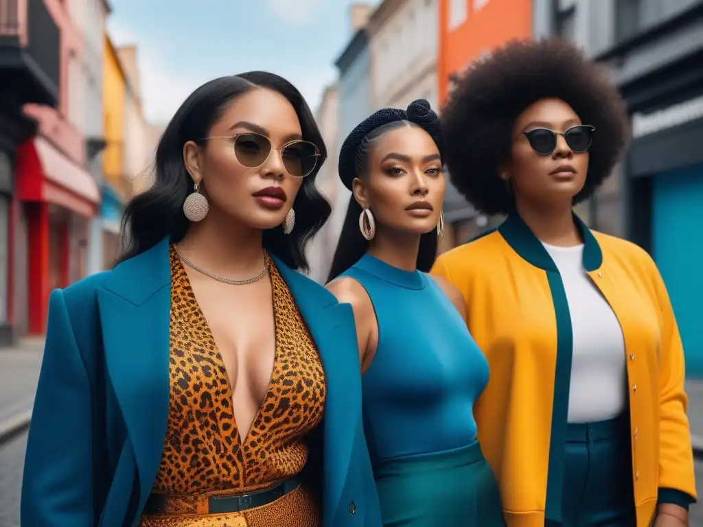 Moda inclusiva: diversidad y estilo en la ciudad Una vibrante escena urbana con personas de diferentes cuerpos y estilos, reflejando moda inclusiva para todos cuerpos