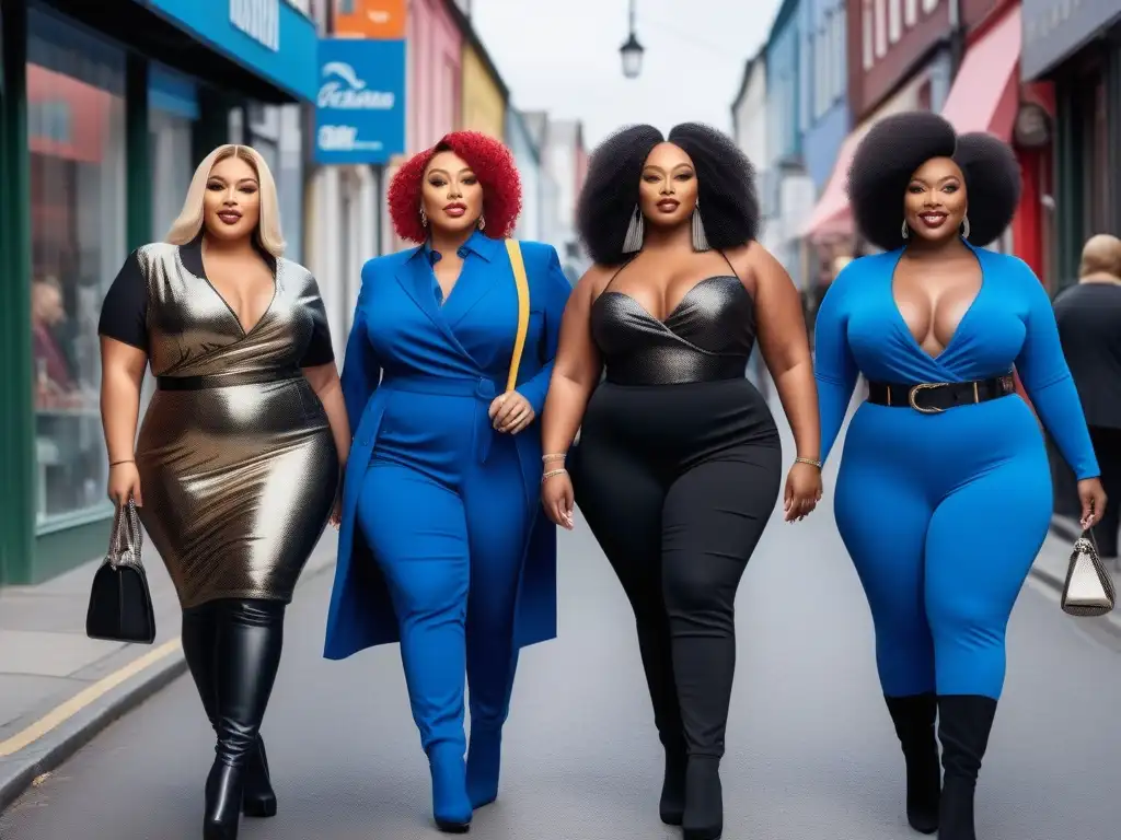 Estilo plus size: diversidad, moda y empoderamiento en la ciudad Un vibrante grupo de personas seguras de sí mismas y con estilo único en la ciudad