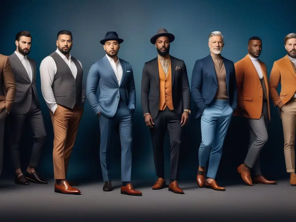 Diversidad de calzado masculino: evolución a través de la historia Una vibrante imagen de hombres diversos con calzado masculino inclusivo para todos, reflejando la evolución y diversidad en la historia del calzado