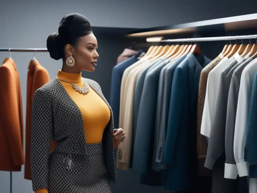 Intercambio de ropa: diversidad y estilo en un armario moderno Un vibrante intercambio de prendas en un armario cápsula inclusivo tallas especiales