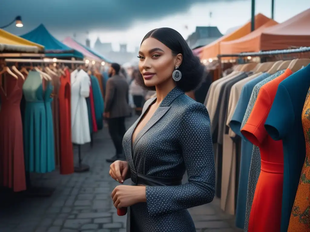 Mercado de intercambio de ropa: diversidad y sostenibilidad en acción Un vibrante mercado de intercambio de ropa: diversidad, sostenibilidad y moda eco-friendly se unen en esta escena comunitaria