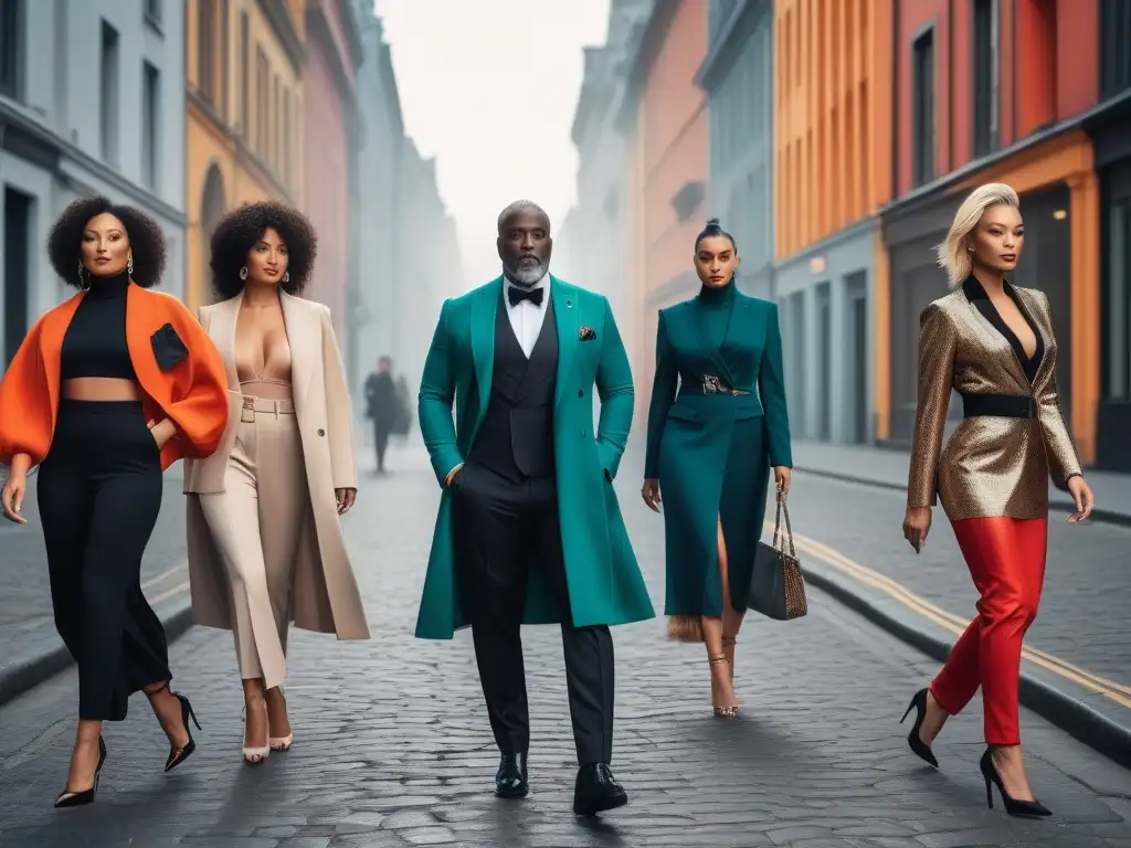 Moda inclusiva: diversidad y empoderamiento en la ciudad Una vibrante fotografía de moda inclusiva diversidad con modelos diversos posando con confianza en la calle de una ciudad moderna