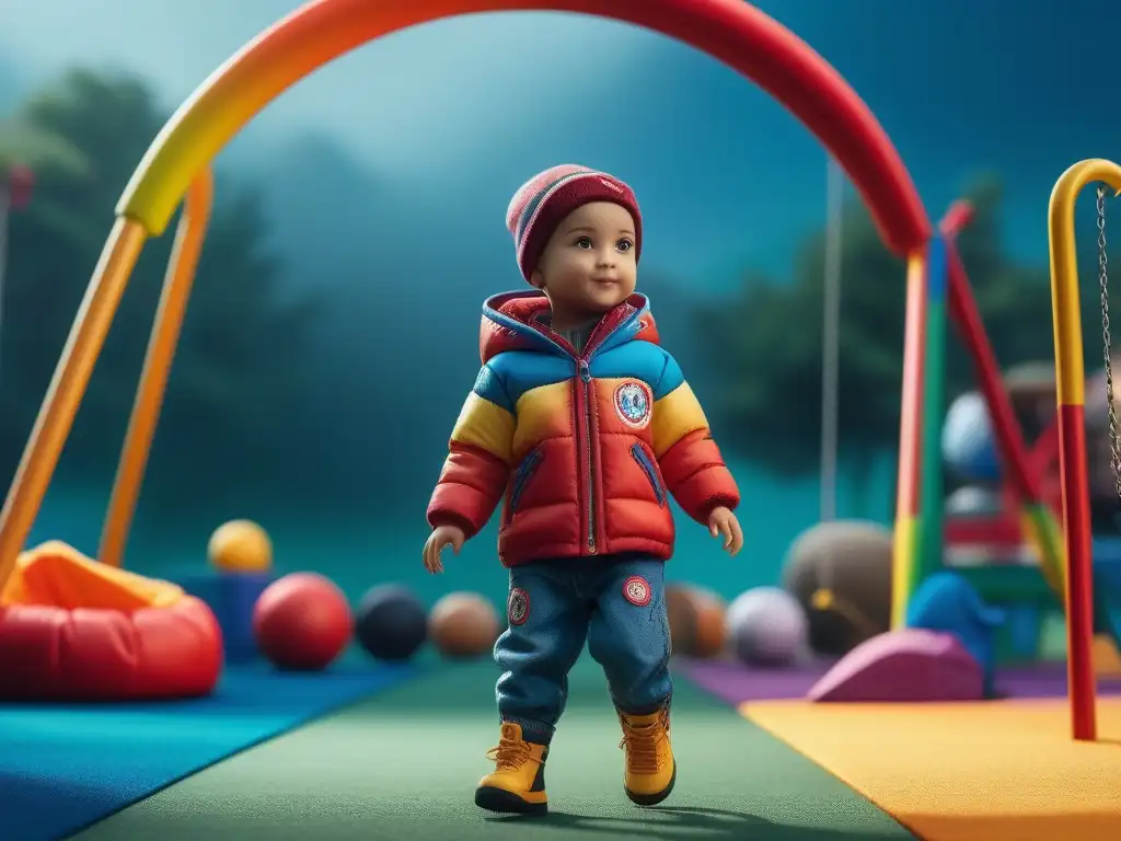 Juego y color: niños felices en un parque diverso Un vibrante y moderna ilustración de niños felices y creativos jugando juntos en un parque colorido, cada uno con un estilo único