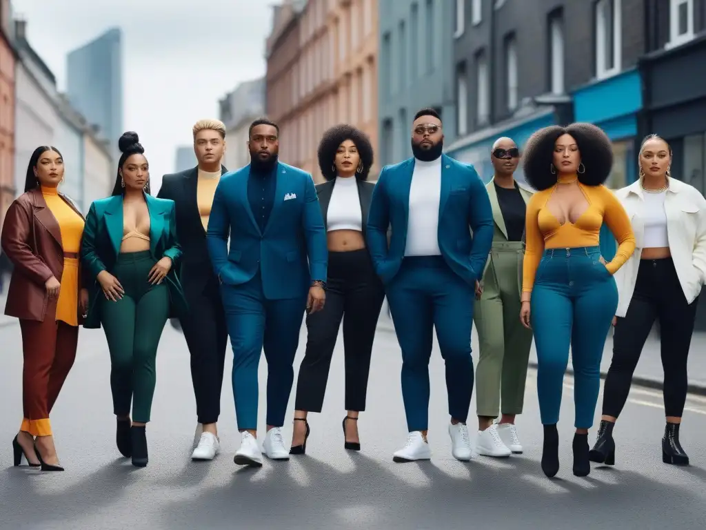 Moda inclusiva: diversidad de estilos y cuerpos en la ciudad Una vibrante muestra de moda inclusiva para cuerpos diversos en un entorno urbano