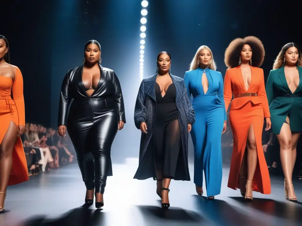 Pasarela de la diversidad: moda inclusiva en alta resolución Una vibrante pasarela de moda inclusiva para todos los cuerpos, con diversidad y estilo único en un ambiente de empoderamiento y celebración
