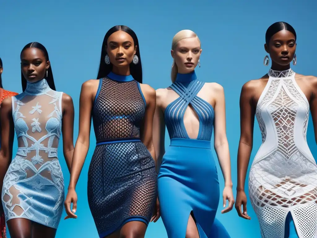 Moda inclusiva en 3D: Diseños vibrantes y personalizados Una vibrante pasarela de moda sostenible impresión 3D con diseños únicos y coloridos que reflejan la diversidad cultural