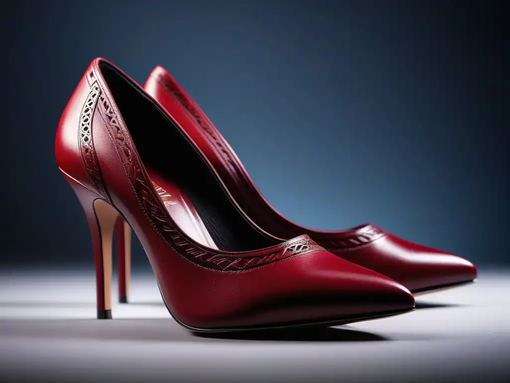 Zapatos de tacón de lujo en burdeos: detalle y elegancia Zapatos de alta gama en burdeos, con diseño moderno y detalles elegantes