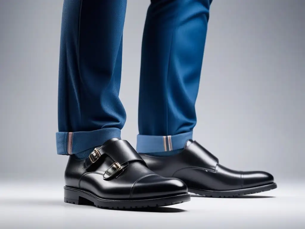 Zapatos negros de cuero para adultos mayores: estilo y comodidad Zapatos con Velcro para seniors: elegancia y comodidad en un diseño moderno sobre fondo blanco